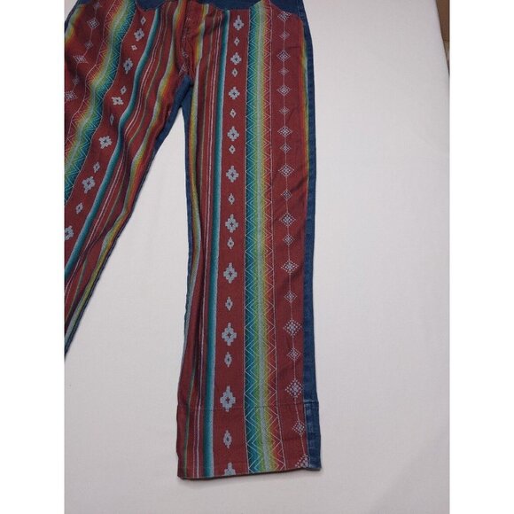 L & B Lucky & Blessed Womens Boyfriend Jeans 20 Denim Stretch Aztec Stripe Front - Picture 5 of 16